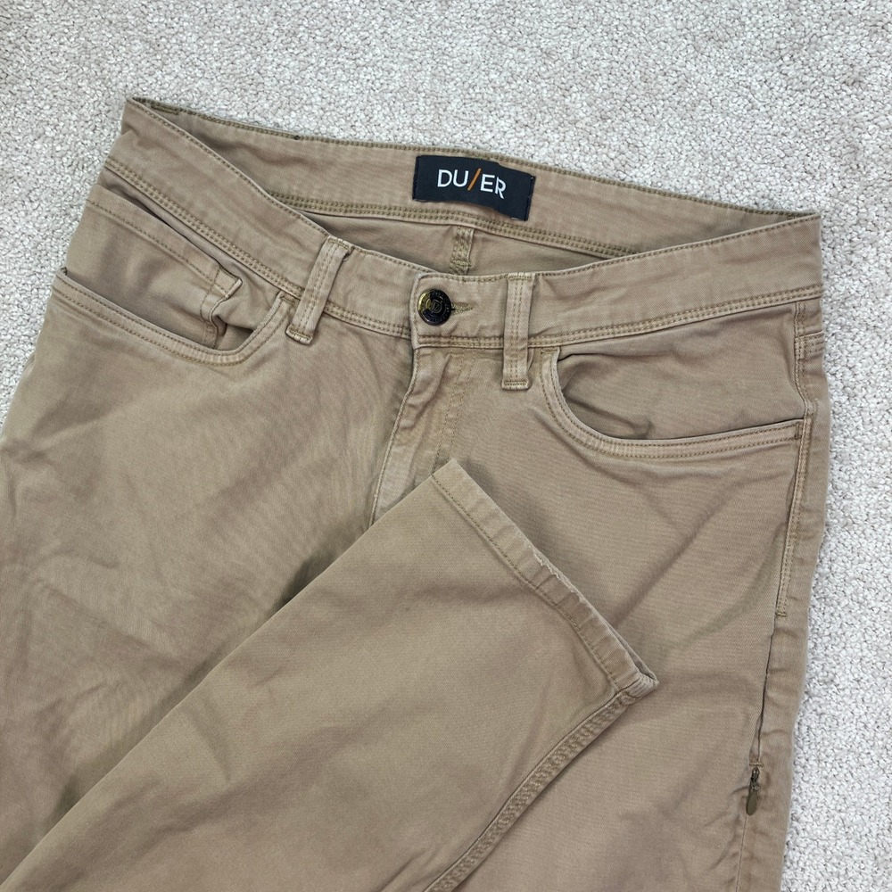 DU/ER Mens 32x34 (32x32) Performance Denim Pants Khaki T2X01 Slim Fit Stretch